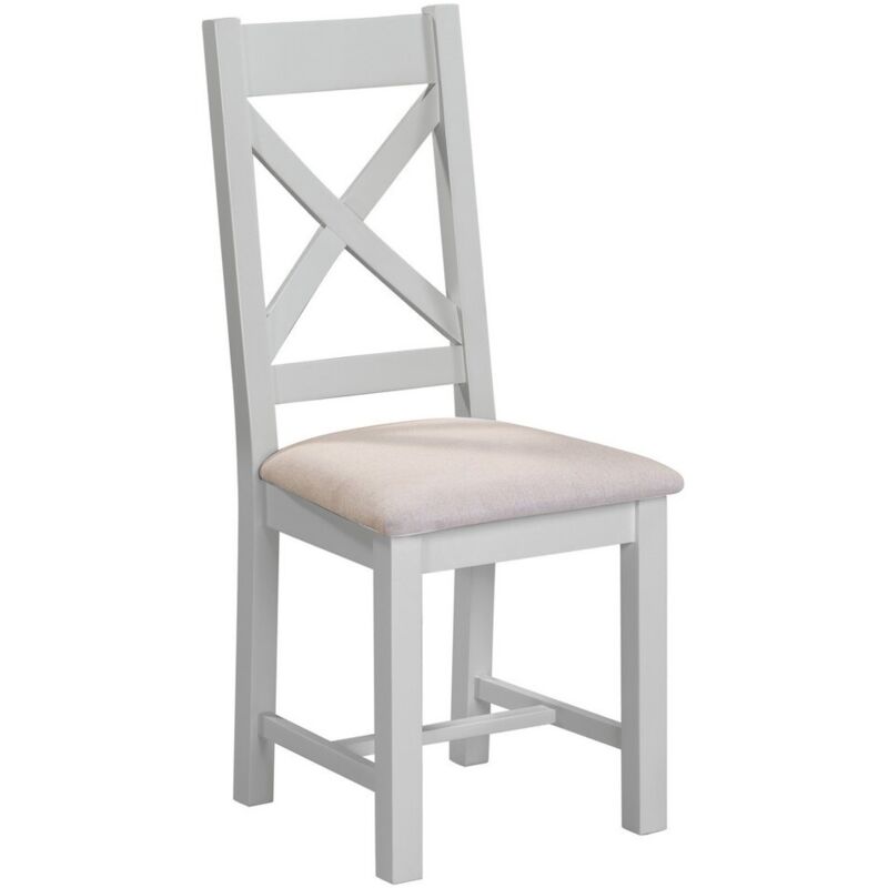Windsor Cross Back Dining Chair (Set of 2) - L51 x W46 x H105.5 cm - Pebble Grey/Oat Fabric