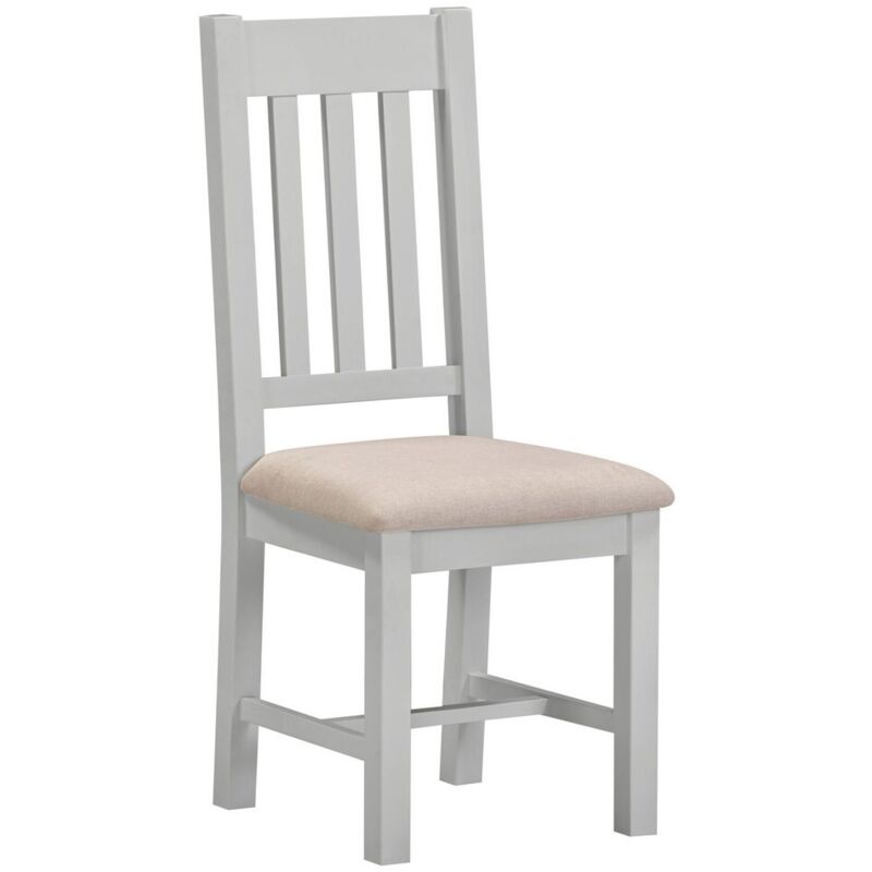 Windsor Slatted Dining Chair (Set of 2) - L41 x W46 x H105.5 cm - Pebble Grey/Oat Fabric