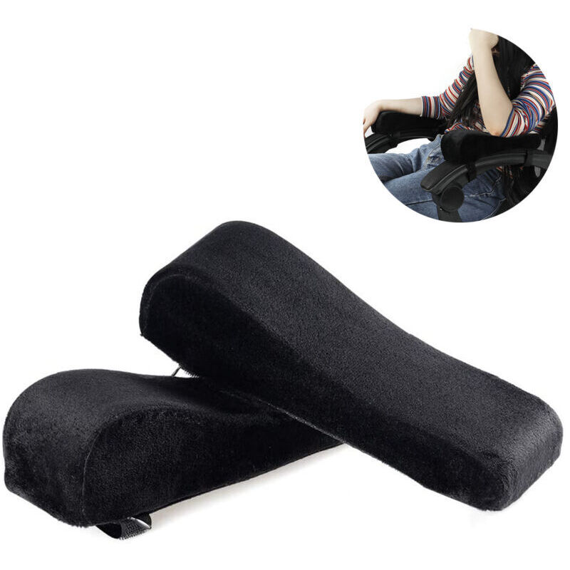 pair of memory foam office chair armrest pads with raised, angled armrest - Universal cushion covers for armrest and elbow relief