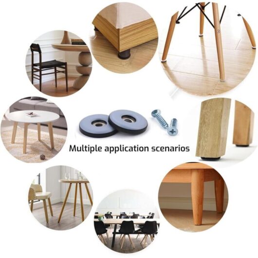 16 Round Black Teflon Furniture Slides Ø 22 mm with 16 Stainless Steel Screws for Chairs and Heavy Furniture, Table and Chair Leg Protection