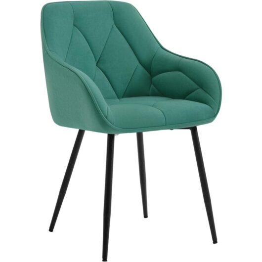 1x Dining Chairs, Velvet Dining Chairs with Backrest Dining Room Chairs, Turquoise - Woltu