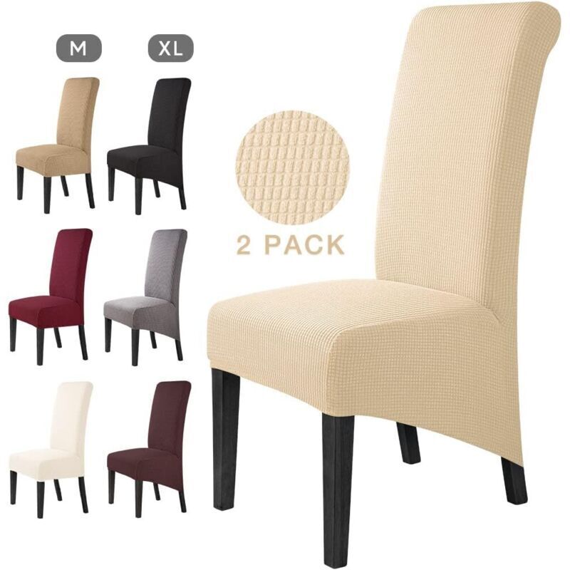 2-Piece Stretchable Jacquard Dining Chair Cover, XL, Removable, Washable, Universal Chair Cover, Chair Protector for Weddings, Kitchens, Banquets