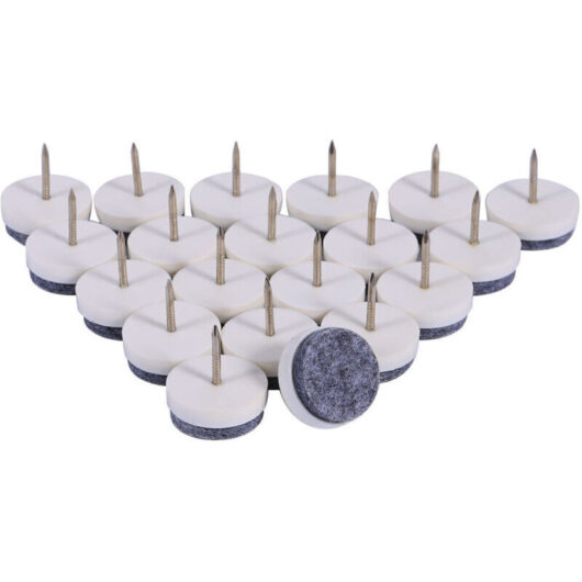20 Pcs 20mm ABS Plastic Furniture Pads, Chair and Table Leg Protectors, No Noise, Non-Slip Felt Floor Pads for Furniture to Prevent Scratches (White)
