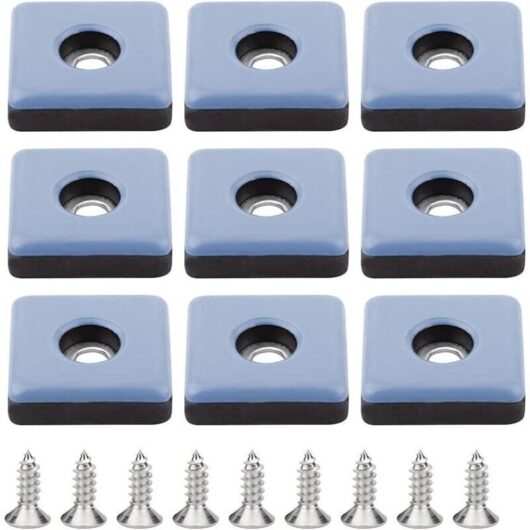 24 Pieces Teflon Furniture Glides 25mm Chair Leg with Screws, PTFE Teflon Pads, Chair Glides, Square Screw-in Chair Feet for Office Chairs, Wooden