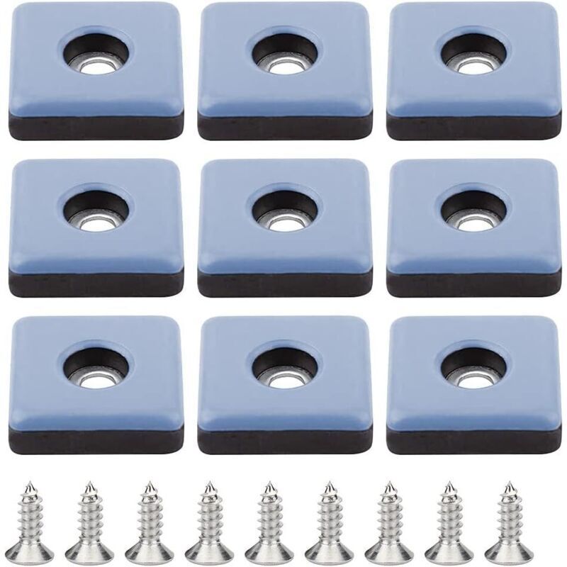 24 Pieces Teflon Furniture Glides 25mm Chair Leg with Screws, PTFE Teflon Pads, Chair Glides, Square Screw-in Chair Feet for Office Chairs, Wooden