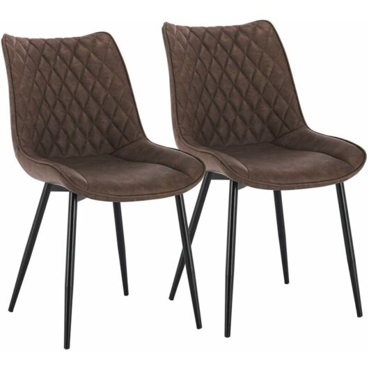 2pcs dining chairs Kitchen Counter chairs Lounge Leisure Living Room Brown - Woltu
