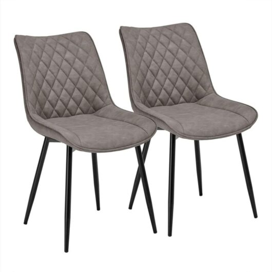 2pcs dining chairs Kitchen Counter chairs Lounge Leisure Living Room Dark Grey - Woltu