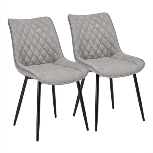 2pcs dining chairs Kitchen Counter chairs Lounge Leisure Living Room Grey - Woltu