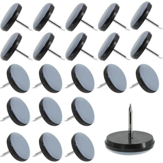 30 Pieces 22mm Teflon Chair Glides, Round Furniture Glides, Nail-on Chair Glides to Protect Tiles, Wooden Floors, Chairs, Tables