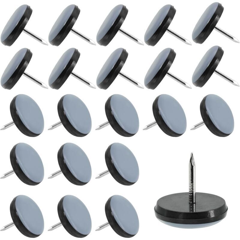 30 Pieces 22mm Teflon Chair Glides, Round Furniture Glides, Nail-on Chair Glides to Protect Tiles, Wooden Floors, Chairs, Tables