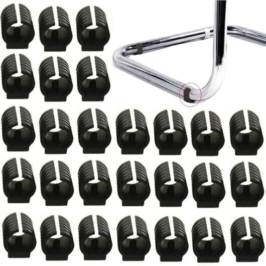 32pcs Chair Leg Pad Tube End Cap Pad Floor Protector Furniture U-Shaped Plastic Chair Caps, Chair Leg Caps Silicone Tube Clamp (25mm, Black)