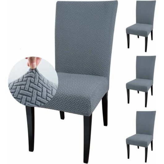 4 pack Dining Chair Covers Fit Stretch Elastic Universal Washable Anti-dust Parsons Chair Seat Protector Slipcovers for Dining Room, Hotel, Ceremony,