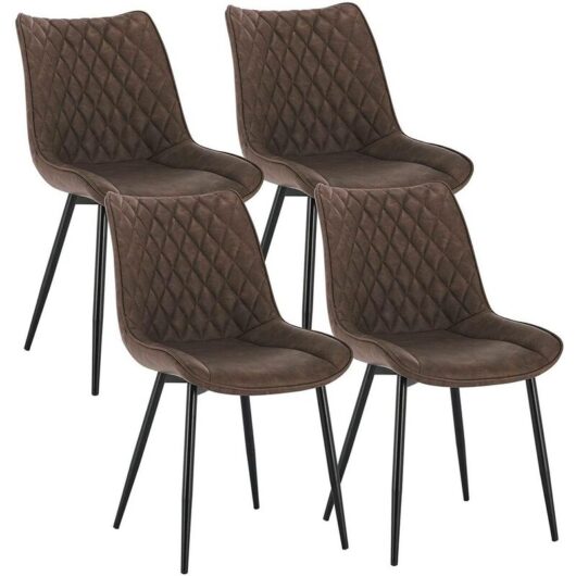 4 pcs dining chairs Kitchen Counter chairs Lounge Leisure Living Room Brown - Woltu