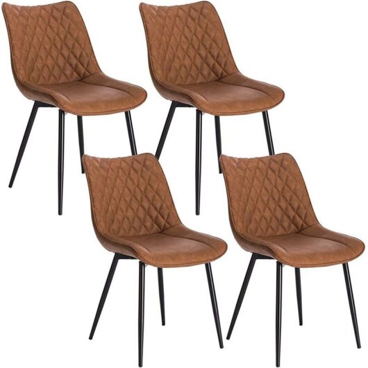4 pcs dining chairs Kitchen Counter chairs Lounge Leisure Living Room Light Brown - Woltu