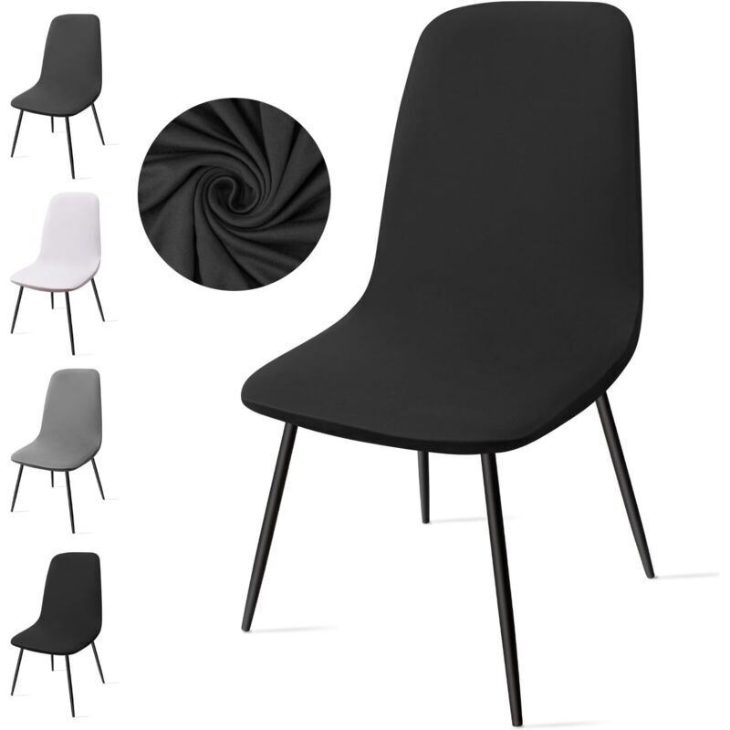 6-Piece Stretch Chair Cover Set, Removable and Washable Dining Room Chair Covers, Chair Slipcovers for Dining Room, Hotel, Decor, Wedding (Black, 6