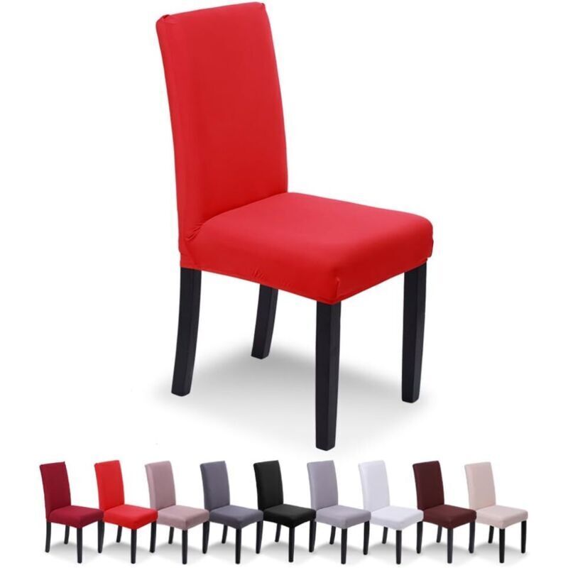6-piece Chair Cover Set, Dining Room Cover for Universal Fit, Stretch Lycra, Durable, Bouquet, Hotel, Restaurant Decor (Red, 6 pieces).