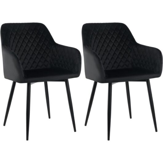 AINPECCA Velvet Dining Chair with Arms and Backrest Kitchen Dining Chair Living Room Chair Chair for Bedroom (Black, 2)
