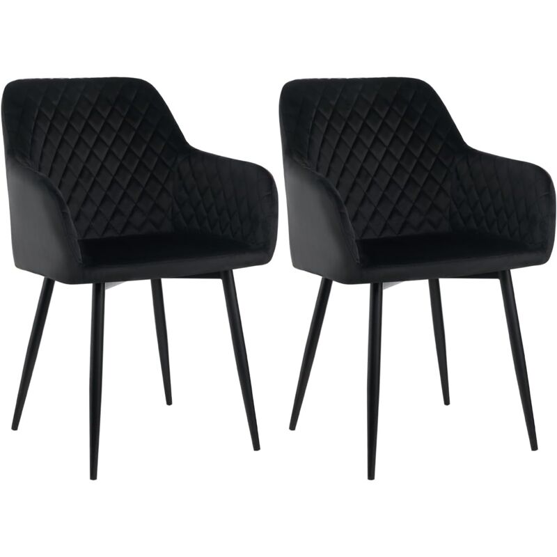 AINPECCA Velvet Dining Chair with Arms and Backrest Kitchen Dining Chair Living Room Chair Chair for Bedroom (Black, 2)