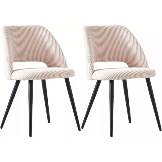 Ainpecca - 2PCS Dining Chairs Velvet Set Padded Seat Metal Leg Kitchen Chair Home Office,Beige