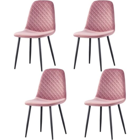 Ainpecca - 4X Rose Dining Chairs Velvet Padded Seat Metal Legs Kitchen Home Office uk