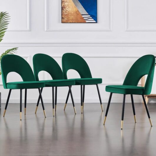 Ainpecca - Set Of 4 Dining Chairs Velvet Seat Metal Legs Kitchen Lounge Living Room Chair Home,4pcs Green
