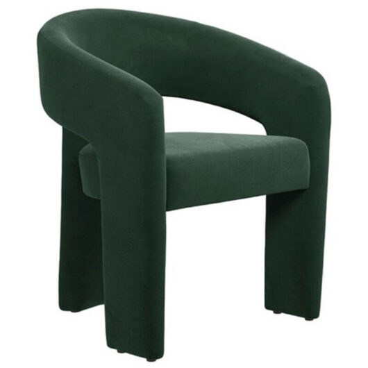 Alba Indoor Dining Chair - Velvet - L52.5 x W59 x H75 cm - Forest Green - Fully Assembled