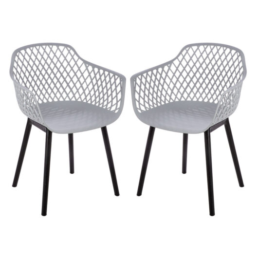 Altona Grey Plastic Dining Chairs With Black Legs In Pair