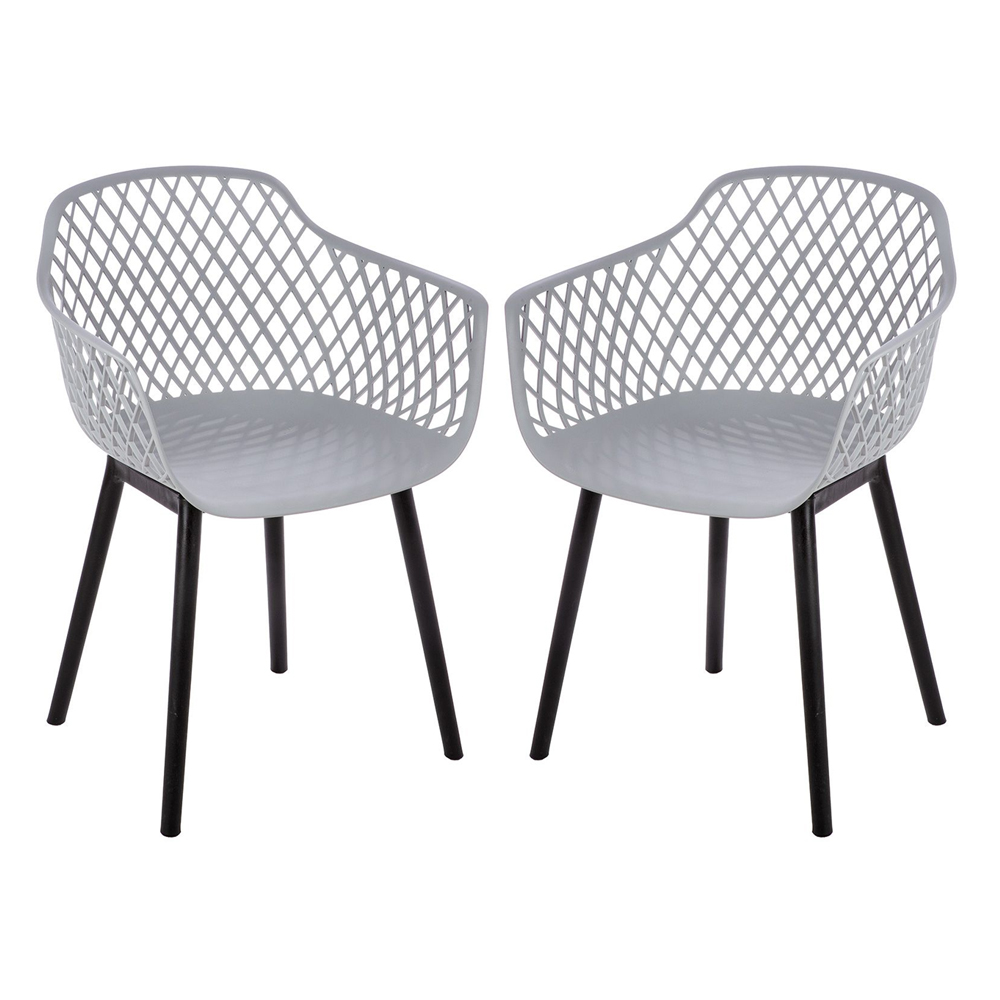 Altona Grey Plastic Dining Chairs With Black Legs In Pair