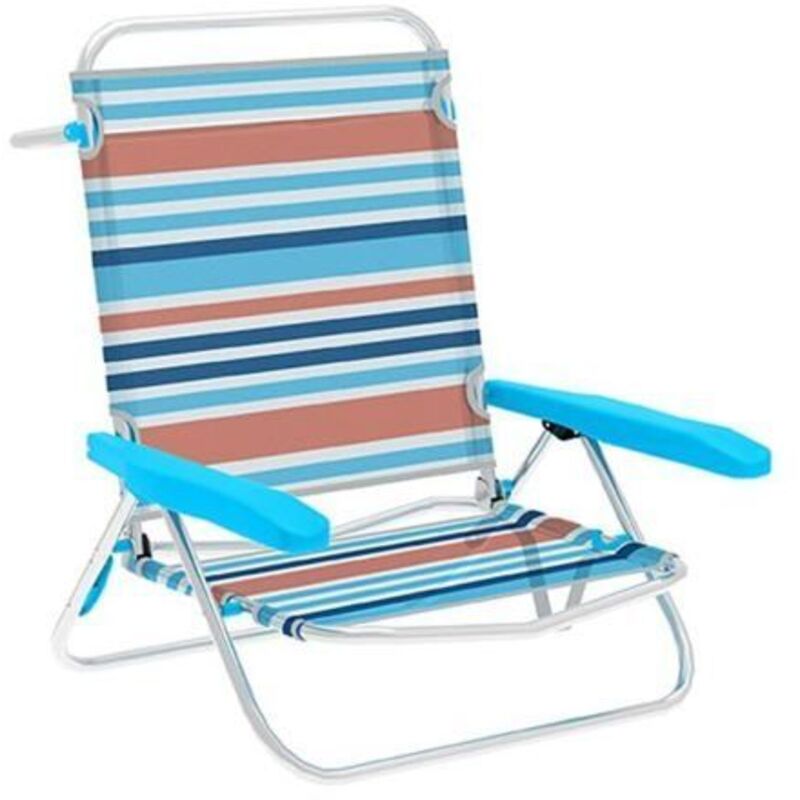Aluminum folding chair - MARBUENO SUMMER - Blue and orange stripes - 78x76x63 cm - 5 adjustable positions