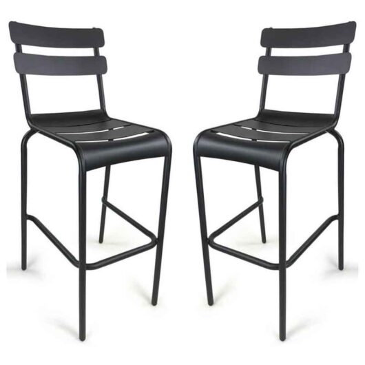 Amarillo Anthracite Aluminium Bar Chairs in Pair