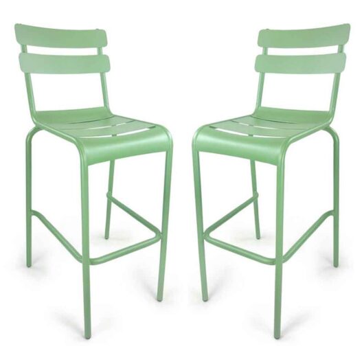Amarillo Olive Green Aluminium Bar Chairs in Pair