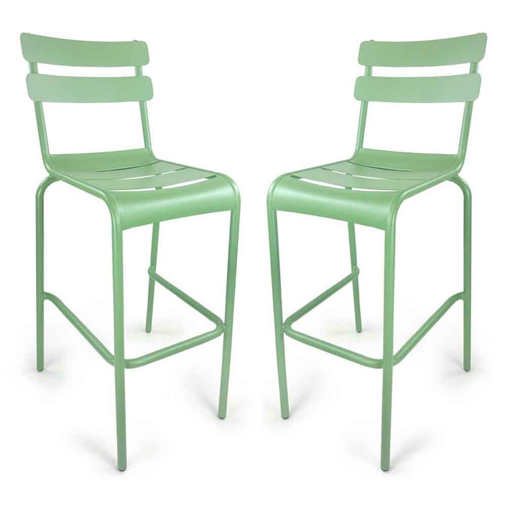 Amarillo Olive Green Aluminium Bar Chairs in Pair