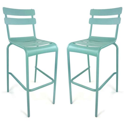 Amarillo Pastel Blue Aluminium Bar Chairs in Pair