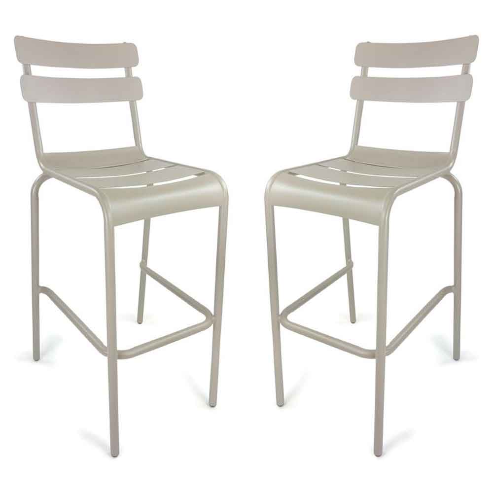 Amarillo Taupe Aluminium Bar Chairs in Pair