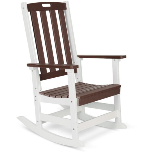 Aoodor Outdoor Rocking Chair for Adults, Ergonomic HDPE Rockers with All-Weather Design-brown