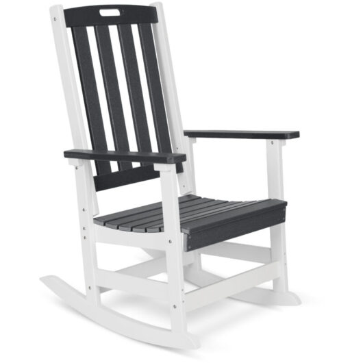 Aoodor Outdoor Rocking Chair for Adults, Ergonomic HDPE Rockers with All-Weather Design-grey