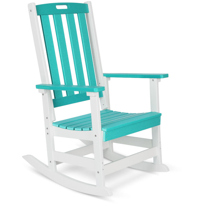 Aoodor Outdoor Rocking Chair for Adults, Ergonomic HDPE Rockers with All-Weather Design-lake blue