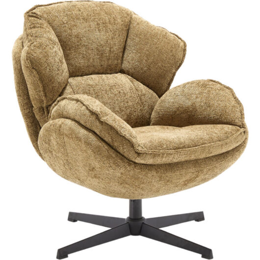 Armchair in Chenille Fabric Swivel Occasional Leisure Chair with Comfortable Elegant Backrest for Bedroom Living Room, Yellow, Wahson