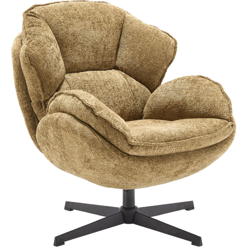 Armchair in Chenille Fabric Swivel Occasional Leisure Chair with Comfortable Elegant Backrest for Bedroom Living Room, Yellow, Wahson
