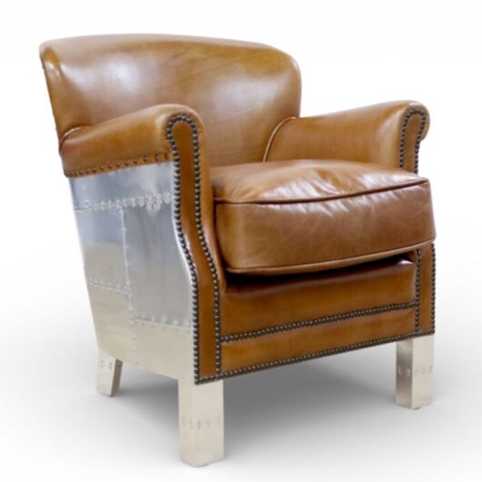Aviator Vintage Tan Leather Club Chair With Nailhead Trim
