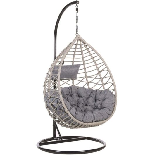 Beliani - Boho Grey Rattan Hanging Chair Indoor-Outdoor Wicker Basket Arsita