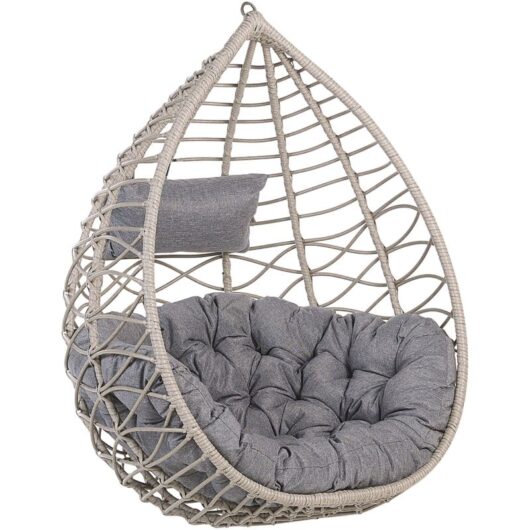 Beliani - Boho Grey Rattan Hanging Chair without Stand Indoor-Outdoor Wicker Basket Arsita