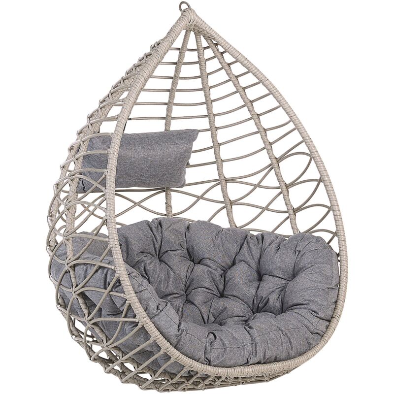 Beliani - Boho Grey Rattan Hanging Chair without Stand Indoor-Outdoor Wicker Basket Arsita