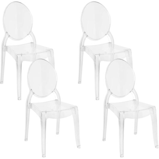 Beliani - Dining Chair Kitchen Transparent Synthetic Oval Backrest Armless Glossy Merton