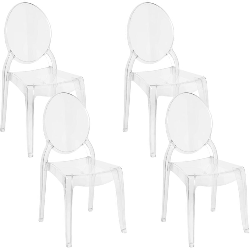 Beliani - Dining Chair Kitchen Transparent Synthetic Oval Backrest Armless Glossy Merton