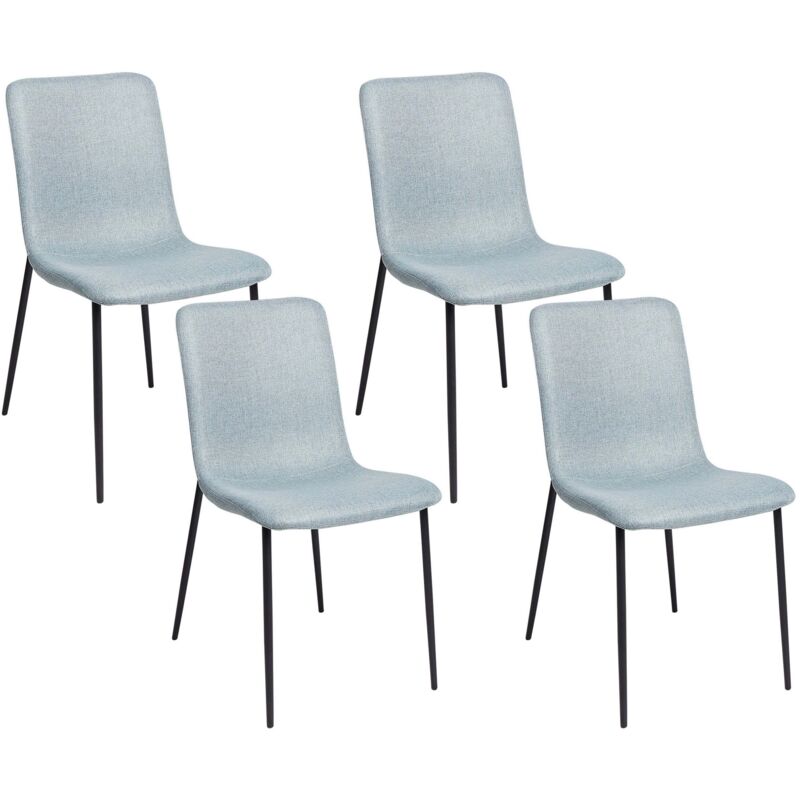 Beliani - Elegant Set of 4 Fabric Dining Chairs Dining Room Polyester Iron Legs Light Blue Glendive