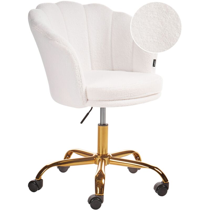 Beliani - Elegant Swivel Office Chair Adjustable Height Boucle White Monticello ii