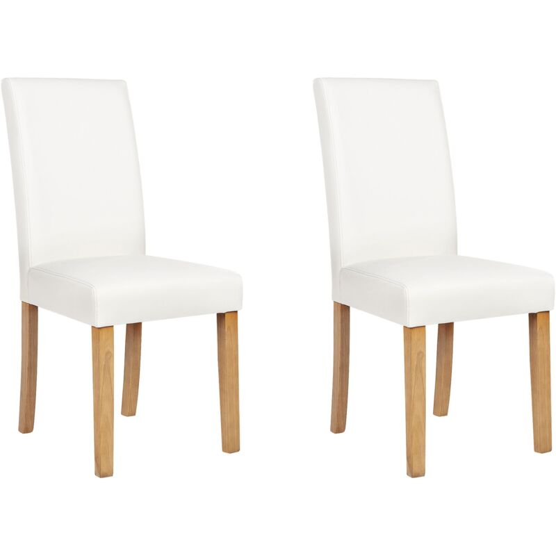 Beliani - Faux Leather Classic Dining Chair Solid Wood Legs White Broadway