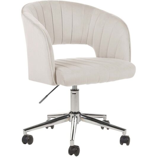 Beliani - Modern Swivel Office Chair Armchair Adjustable Height Velvet Beige Katonah