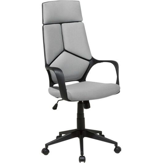 Beliani - Office Desk Chair Swivel Adjustable Height Grey Polyester Black Frame Delight
